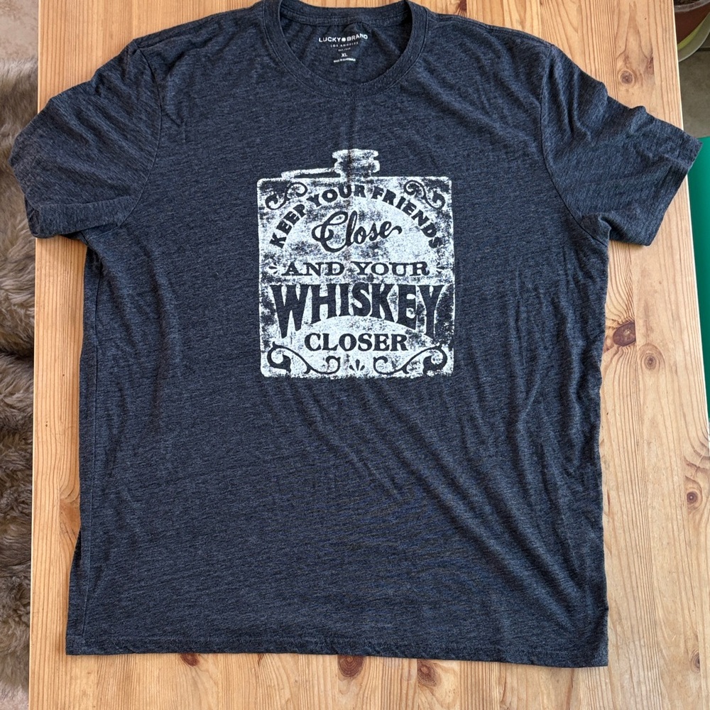 Lucky Brand Men's Dark Gray Whiskey Graphic Tee